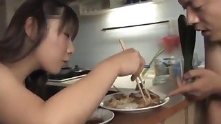 Momo Aizawa enjoys dinner and some cock as leave